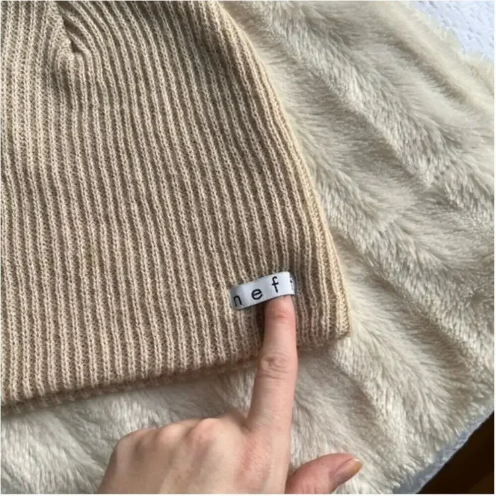 Neff Beige Ribbed Knit Beanie